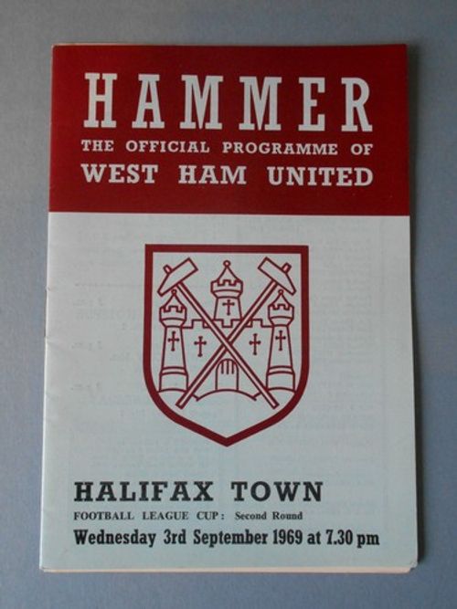 West Ham Halifax Town League Cup 2nd Rd 3rd September 1969 Mint Condition