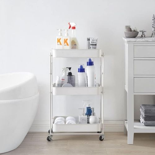 Storage Trolley Cart on Wheels 3 Tier Narrow Space Laundry Rack Kitchen Bathroom — image 3