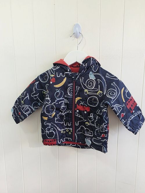 George 3-6 months boys shower proof jacket dinosaur cars print — image 1