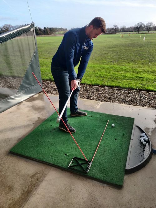 Golf Swing Plane Alignment Training Practice Aid Plate Stick Holder — image 1