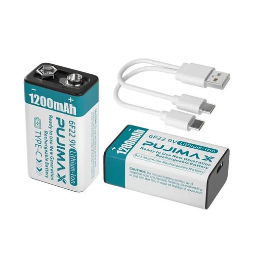 2 x 9v Lithium Rechargeable Battery 9volt Li-ion + USB charging Cable — image 2