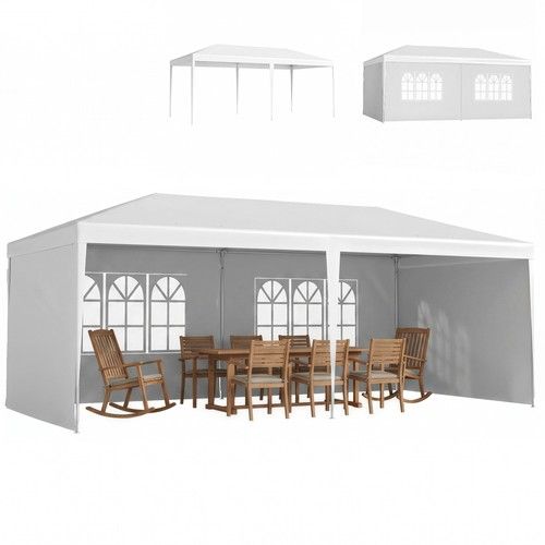 Outsunny 6m x 3m Garden Gazebo Marquee Canopy Party Tent Canopy Patio White