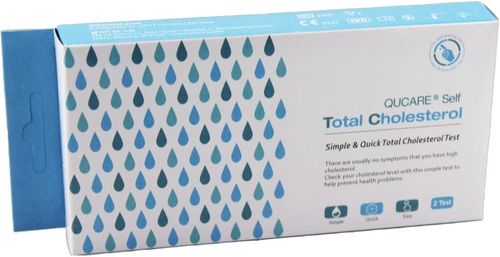 Qucare Total Cholesterol Test Kit Quick Simple Home Blood Test 2 Test Pack — image 2