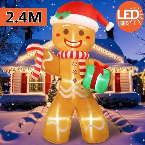 8FT Christmas Inflatable Gingerbread Man | LED Lights for Outdoor yards UK PLUG