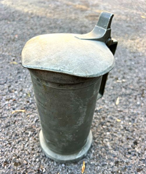 Antique French Pewter Double Litre Measure Jug Pichon Saint-Lo Normandy Lid 1860 — image 2