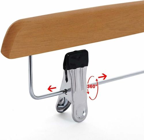 Wooden Hangers With Clips, Clamp Trousers Skirt Hangers For Clothes Space Saver — image 3