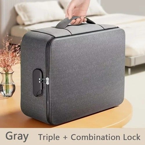 Fireproof Waterproof Document Box with Lock Expandable File Storage Box