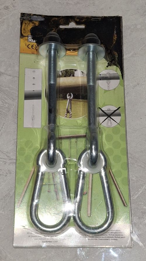 2x SWING HOOK HANGERS For Climbing Frame ROUND & SQUARE BEAMS 100mm With SHACKLE — image 2
