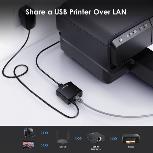 WAVLINK USB2.0 Network Print Server, LAN Print Share Server No Driver Required — image 3