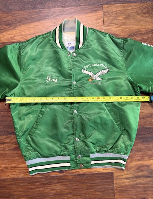Starter Philadelphia Eagles NFL Pro Line Satin Snap Front Jacket Green 1980s — image 4