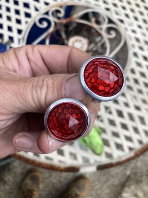 Vintage old stock domed reflector bolts for the rear number plate custom fitment