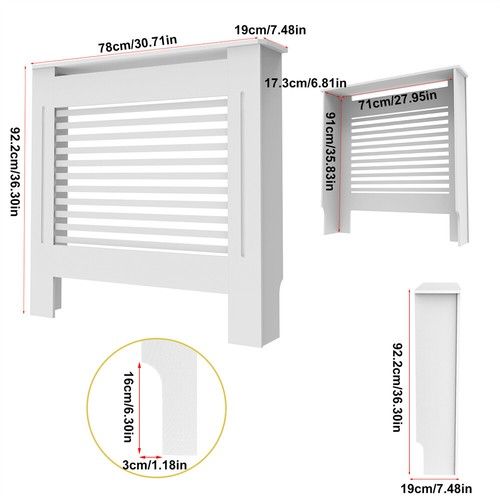 92cm High Radiator Cover Wood Grill Cabinet Heater Cover Shutter Grid Side Fence