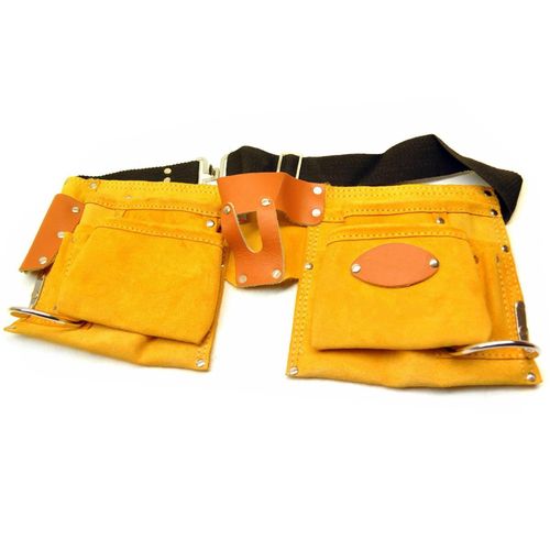 10 Pockets Tool Belt Leather Double Pouch Builders Suede Apron Work Bag Holder — image 8