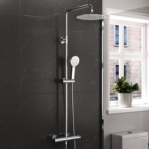 Exposed Thermostatic Shower Mixer Bathroom Twin Head Large Valve Round/Square