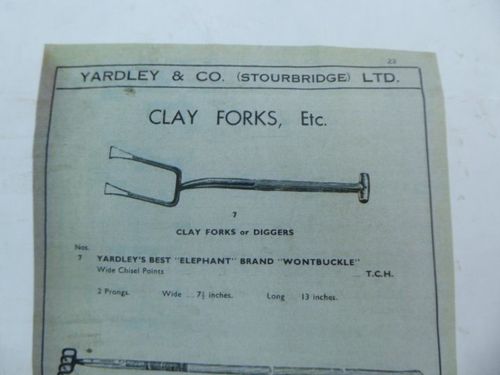 Vintage Garden T Handle 2 Prong Clay Fork . YARDLEY ELEPHANT  "wontbuckle" brand — image 18