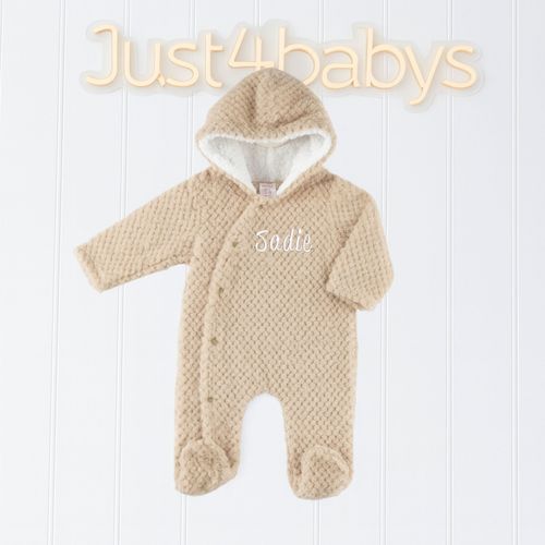 PERSONALISED BABYS ALL IN ONE waffle jacket coat sleepsuit  4 colours