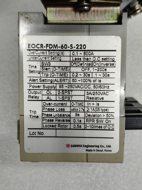 SAMWHA EOCR FDM 60S-220 ELECTRONIC OVERCURRENT RELAY FREE FAST — image 3