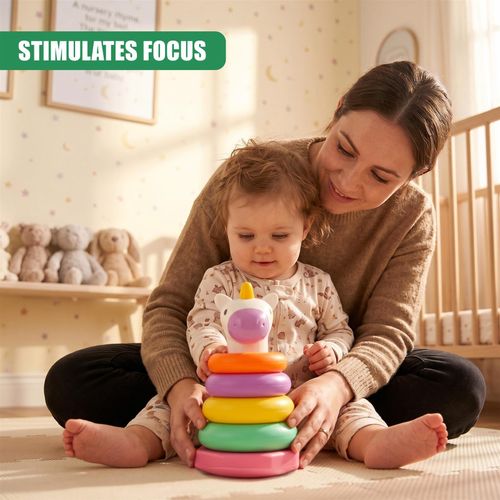 Una The Unicorn Baby Stacking Rings Montessori Toy Ring Stacker Toddler Activity — image 6