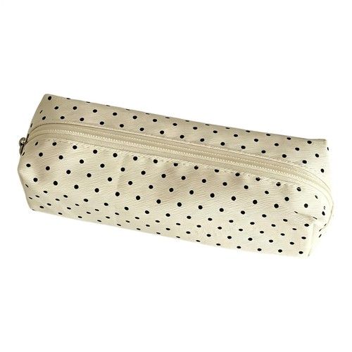 1x Polka Dot Pencil Case Zipper Pen Storage Bag Student Stationery Makeup Pouch