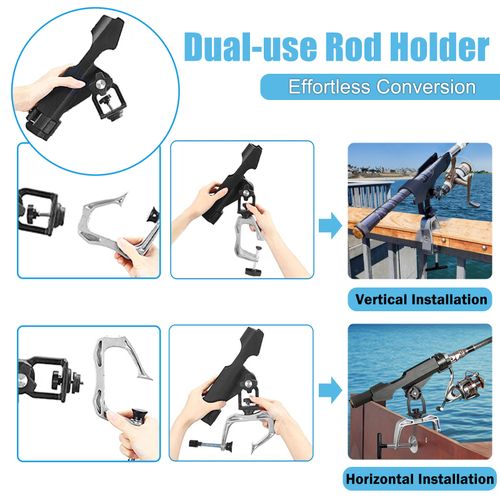 Fishing Rod Holder Clamp 2PCS 360° Adjustable Rotation Canoe Kayak Boat Mount — image 12
