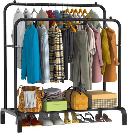 Heavy Duty Double Clothes Rail Hanging Rack Garment Display Stand Shoes Storage — image 1