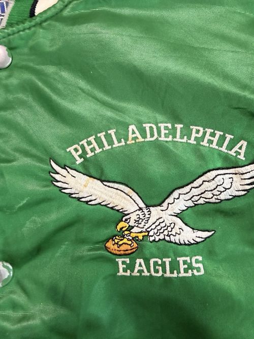Starter Philadelphia Eagles NFL Pro Line Satin Snap Front Jacket Green 1980s — image 10