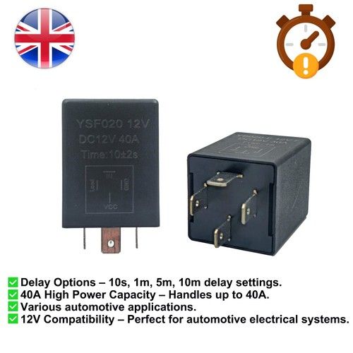 Car Time Delay Relay 12V Automotive Automatic Release 10s - 10m Light Switch Off