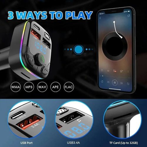 Car wireless Bluetooth FM Transmitter MP3 Player USB Car Charger Adapter UK — image 3