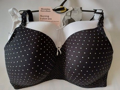 Mothercare Nursing Bras 2 Pack Blooming Marvellous Feeding Bras UK 32 B C D DD F