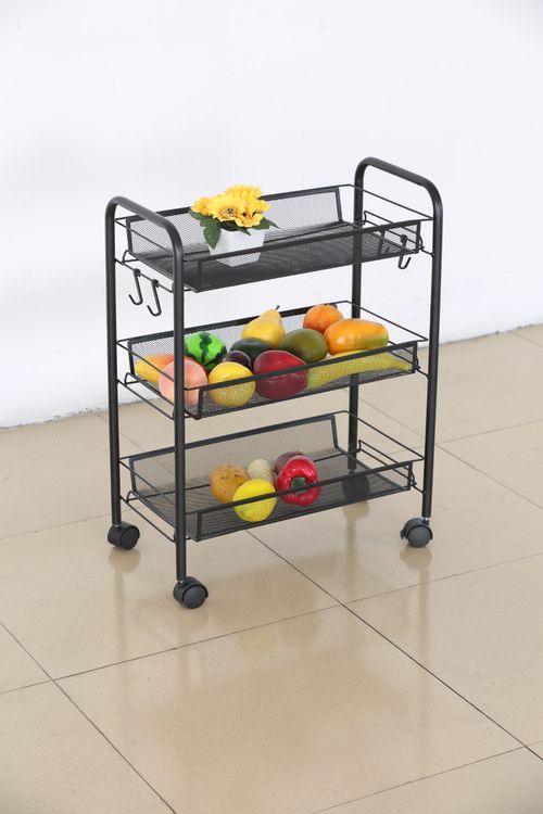 3 Tier Rolling Storage Trolley Cart Metal Kitchen Vegetable Basket Rack Wheels — image 8