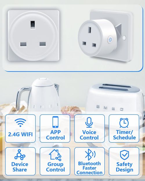 WiFi Smart Plug 4 Pack 13A Alexa Google Home Timer UK Socket No Hub Required New — image 2