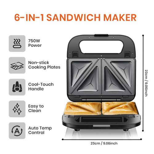 SUPERLEX 6IN1 Multi-Functional Waffle Maker Panini Press Sandwich Toaster Grill — image 3