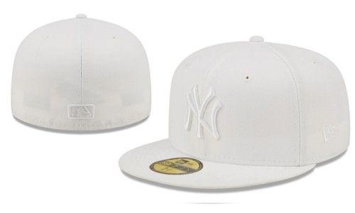 New York Yankees MLB New Era 59FIFTY Fitted Cap HAT 5950 ALL WHITE NEW A22