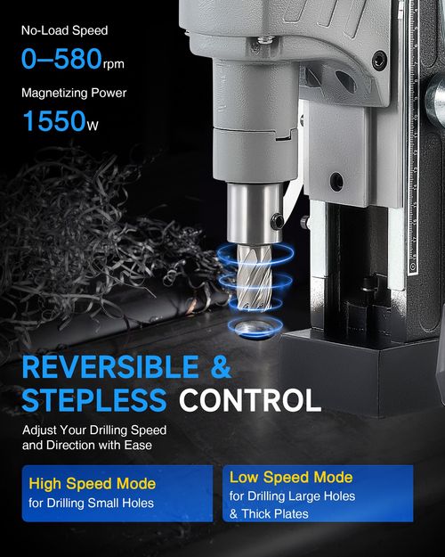 ZELCAN Mult Portable Magnetic Drill Press 2" Depth w 6/11 Bits Rotating Base — image 3