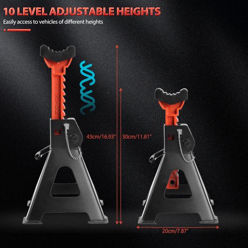 2PC Axle Stands Car Jack Stands 3 Ton Lifting Capacity Double Locking Universal — image 4