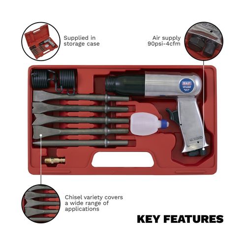 Sealey Air Hammer with Chisels Long Stroke Air Tool Workshop Garage — image 8