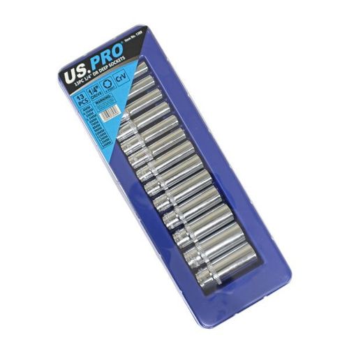 US PRO 1/4" Drive Socket Set DEEP & SHALLOW Single Hex Drive Long Reach Sockets — image 2