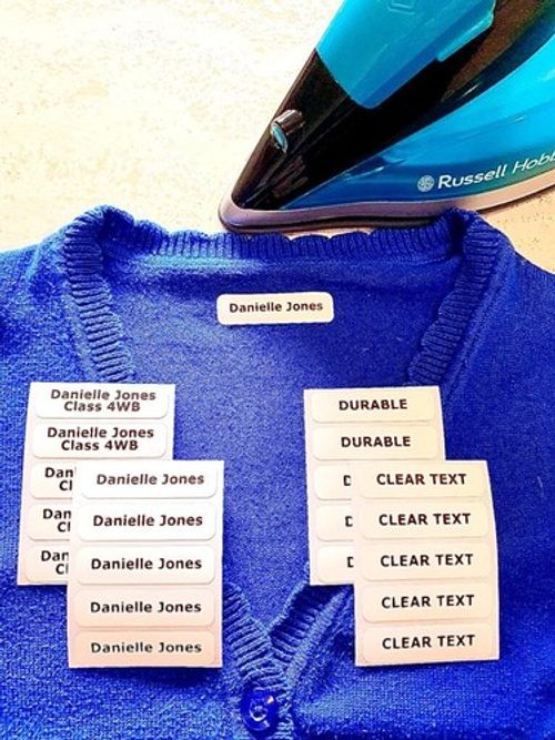 Iron on Name Labels Personalised Name labels for clothes School Care home x50