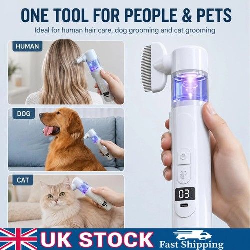 2 in 1 Pet Combs,Electric Pet Flea Comb-Rechargeable Detangling Brush&Lice Comb