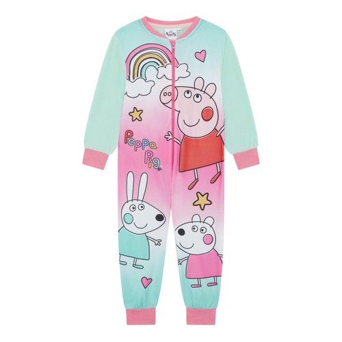 Girls Peppa Pig Pyjamas Fleece All In One Kids Peppa Pig Sleepsuit Sleepwear