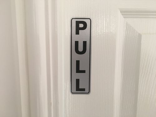 PUSH PULL DOOR STICKERS DECALS ENTRANCE EXIT BUSINESS OFFICE WORK SHOP DIRECTION — image 4