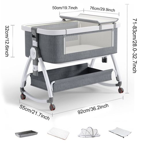 3-in-1 Baby Bedside Crib Sleeper Bassinet Safe Co-Sleeping Storage Adjustable — image 2