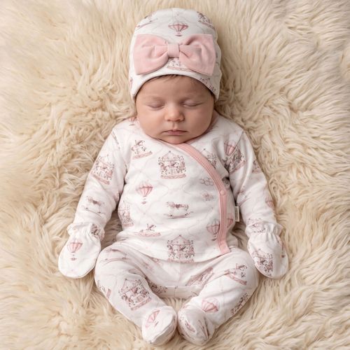 Baby Girl 5 Piece Cotton Layette Gift Set Fairground Ballons PINK 0-3m — image 4