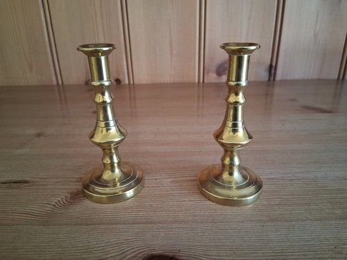 Pair of Small Brass Candle Holders 