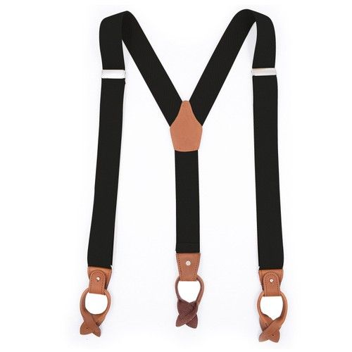 Men's 6-button Adult Trouser Braces Brown Casual Suspenders Extended Length 35mm