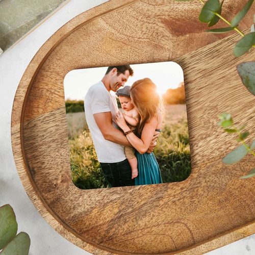 Personalised Photo Coasters Custom Printed Drinks Mats Logo High Gloss 