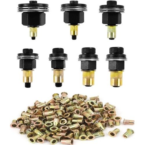 77Pcs Rivet Nut Kit with Steel Rivet Tool Mandrels M3/M4/M5/M6/M8/M10/M12 Nut