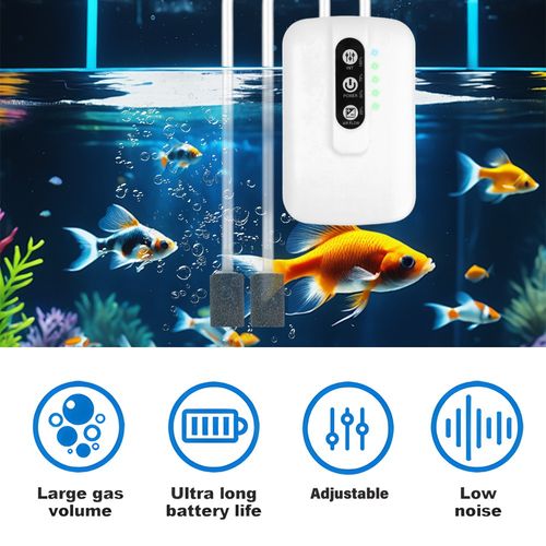 Silent Aquarium Oxygen Pump Air Pump Fish Tank Twin Outlet Valve Accessories UK — image 9