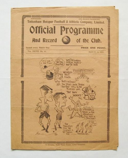 TOTTENHAM HOTSPUR v WEST BROMWICH ALBION 1934/1935 *VG Cond Football Programme*