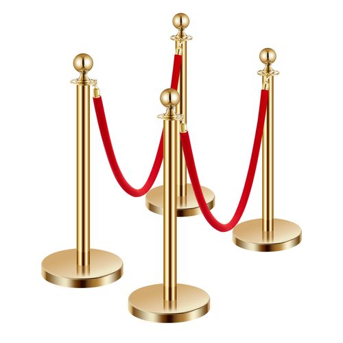 VEVOR 4 Pcs Gold Stanchion Post 2 Red Velvet Ropes Sand Injection Hollow Base — image 10